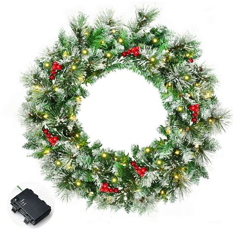 artificial lighted wreaths|More.